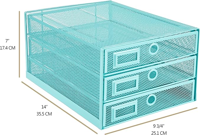 Annova Desk Organizer Wire Mesh 3 Tier Sliding Drawers Paper - Image 2