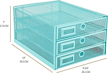 Annova Desk Organizer Wire Mesh 3 Tier Sliding Drawers Paper - Image 2