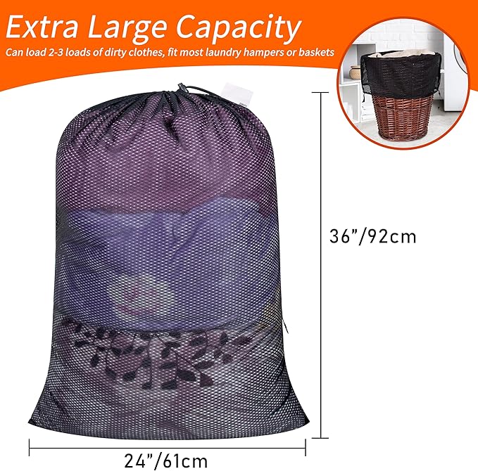 Polecasa Heavy Duty Diamond Mesh Laundry Bag, Machine Washable, Commercial Grade - Image 3