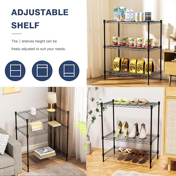 3-Tier Wire Shelf Rack, Wire Metal Shelving - Image 4