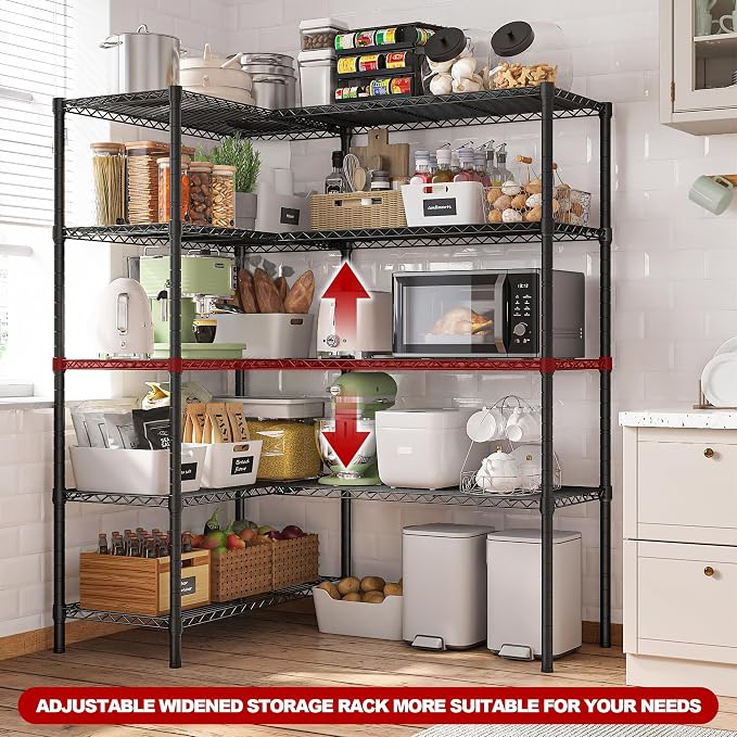 REIBII1450LBS Metal Shelving Unit Storage Shelves 5 Tier Wire Shelving 58.1''W - Image 9