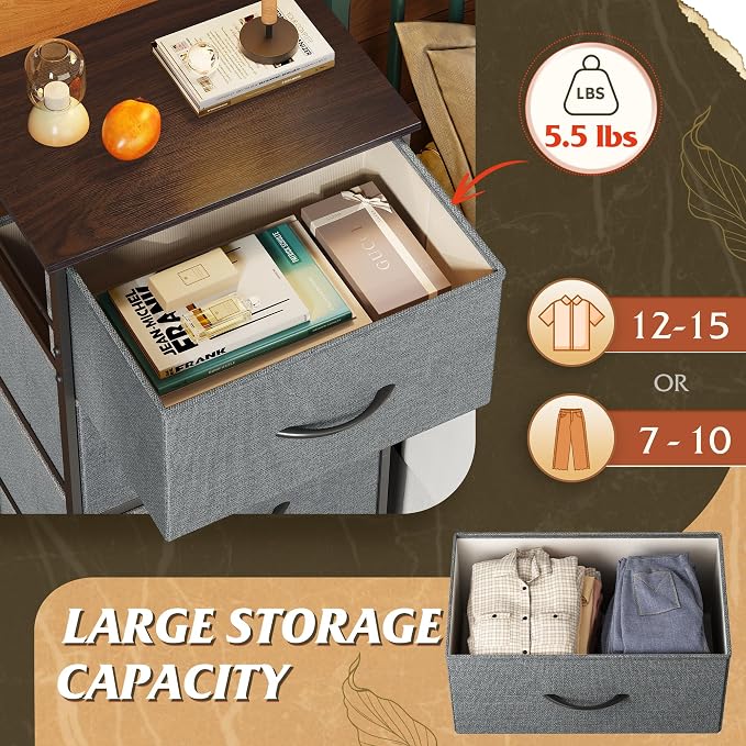 WLIVE Small Dresser Nightstand for Bedroom, 4 Drawers, Dark Grey | 4 vertical - Image 5