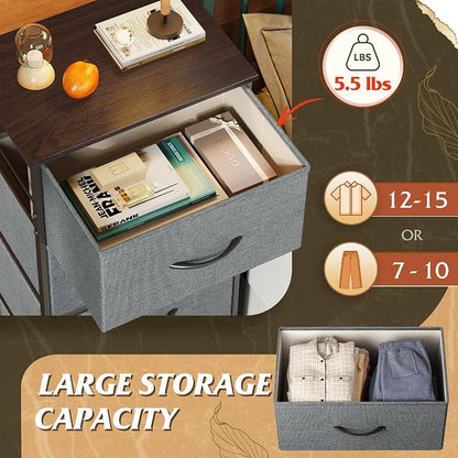 WLIVE Small Dresser Nightstand for Bedroom, 4 Drawers, Dark Grey | 4 vertical - Image 5