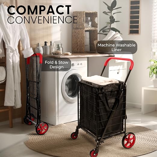 SereneLife Small Compact Folding Shopping Cart - Image 6