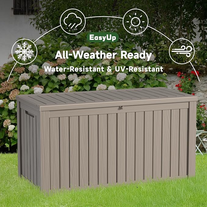 EasyUp 180 Gallon Outdoor Storage Box Waterproof, UV Resistant Resin Deck Box - Image 5