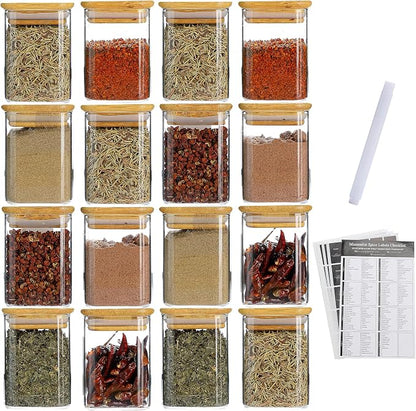 16Pcs 7oz Spice Jars Glass Container by HOMTOP