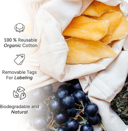 LEAFICO Organic Cotton Reusable Produce Bags - Image 5