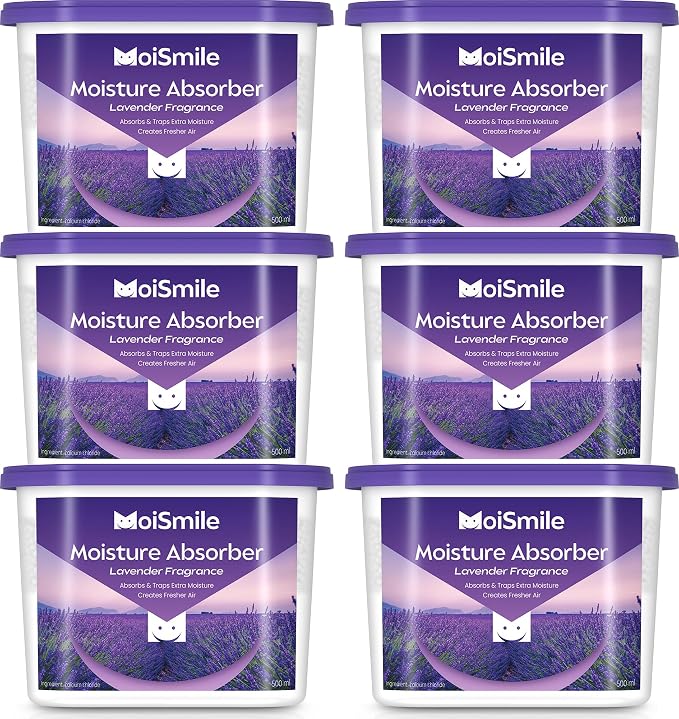 Lavender Fragrance Moisture Absorbers 6 Pack—Refillable 10.5 oz. Humidity by MoistureAbsorbers