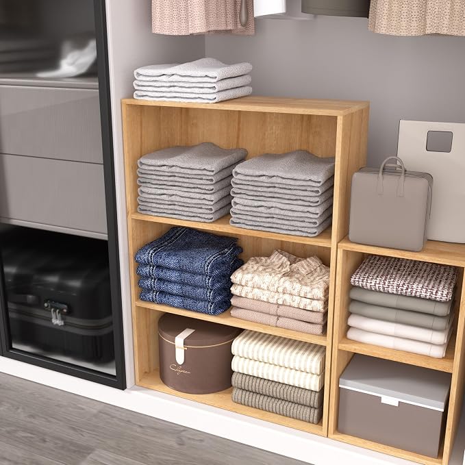 Wooden 4 Cube Storage Organizer, 4 Tier Low Bookcase Storage Display Organizer - Image 8
