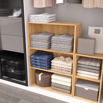 Wooden 4 Cube Storage Organizer, 4 Tier Low Bookcase Storage Display Organizer - Image 8