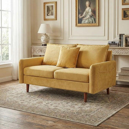 56.1" Round armrest Velvet Loveseat Sofa, mid-Century Modern Style, Luxurious by Unknown