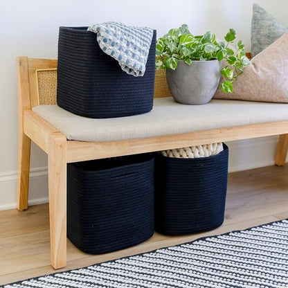 NaturalCozy Storage Cubes 11 Inch Cotton Rope Woven Baskets - Image 4