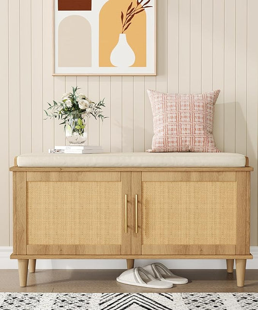 Akxomel Rattan Shoe Storage Bench by Akxomel