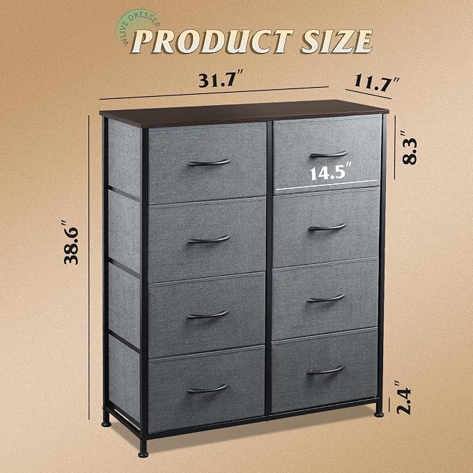 WLIVE Fabric Dresser for Bedroom, Tall Dresser - Image 3