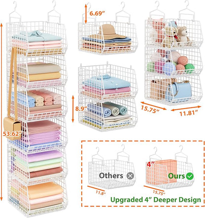 6 Tier Extended Depth Hanging Closet Organizer, Closet Storage Hanging Shelves - Image 3