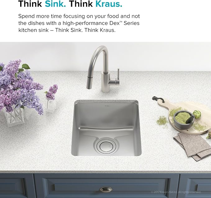 KRAUS Dex 17-Inch Undermount Single Bowl TRU16 Gauge Stainless Steel Kitchen - Image 16