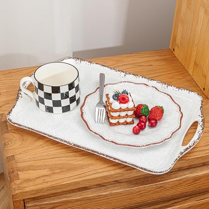 LEHAHA Vintage White Large Serving Tray - Image 4