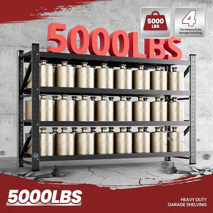 71" Wide Storage Shelves, 5000LBS Garage Shelving Heavy Duty, Standing Shelf - Image 9