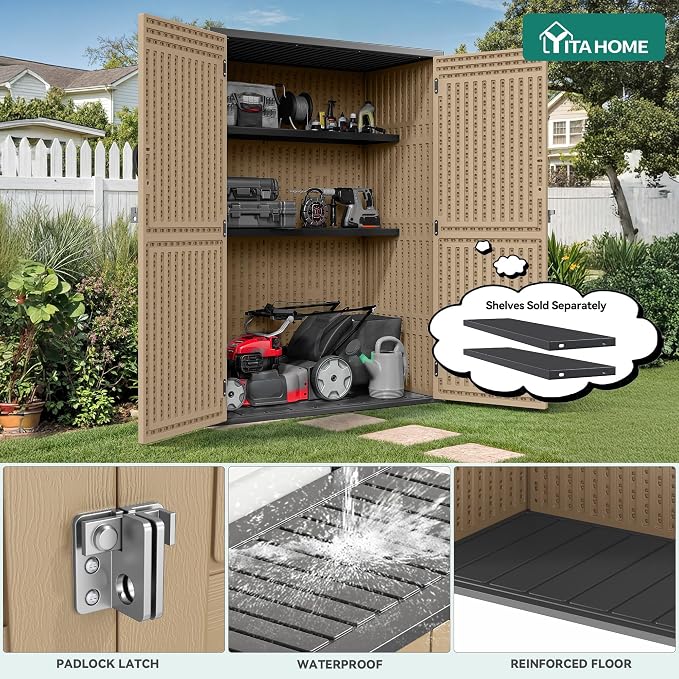 YITAHOME 59 Cuft Outdoor Tall Storage Shed, Waterproof Vertical Resin Shed - Image 4