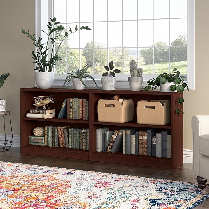 Bush Furniture Universal Small 2 Shelf Bookcase in Vogue Cherry, Low Storage - Image 4