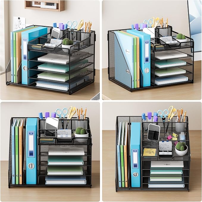 Lavatino Desk Organizer, 5-Tier Metal Mesh Paper Letter Tray - Image 5
