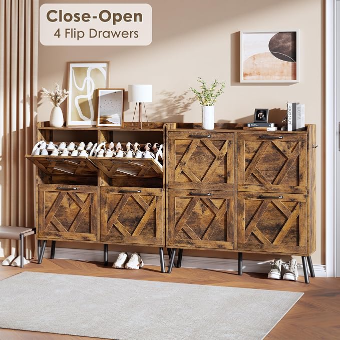 Nicetree Shoe Cabinet Storage for Entryway, Freestanding Shoe Storage Cabinet - Image 3