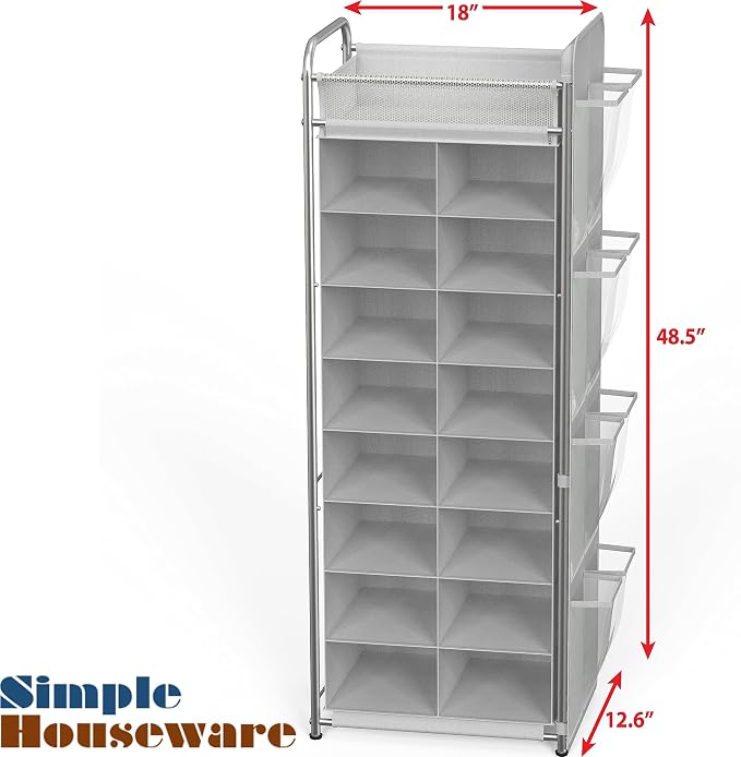 Simple Houseware 16 Cube Shoe Stand Tower Rack 8 Tier - Image 2