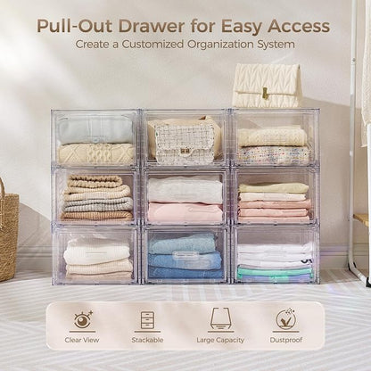 Vtopmart 4 Pack 18QT Clear Stackable Storage Drawers, Easily Assemble Closet - Image 4