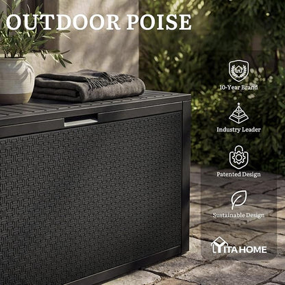 YITAHOME 95 Gallon Outdoor Storage Deck Box, Waterproof Resin Deck Box w/Handles - Image 8