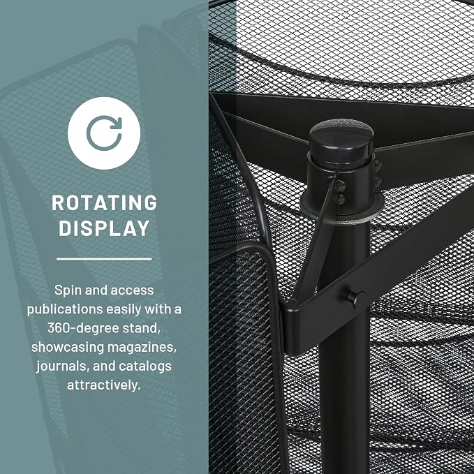Safco Onyx Rotating Mesh Magazine Holder, Display Rack - Image 7