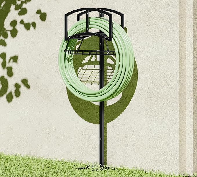 Garden Hose Holder with Storage Basket by Calidola