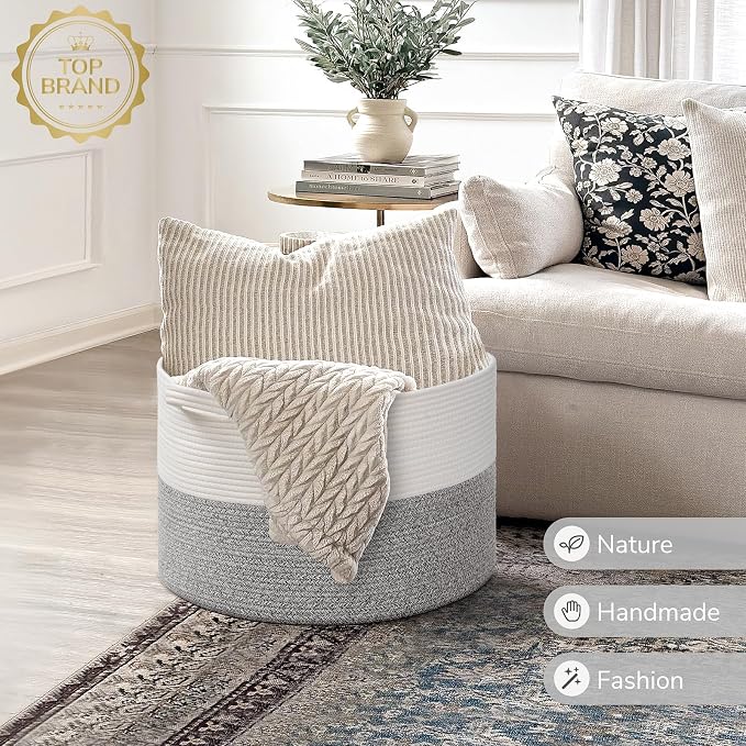 INDRESSME Large Blanket Basket, Laundry Toy Storage Baskets, Decorative Woven - Image 7