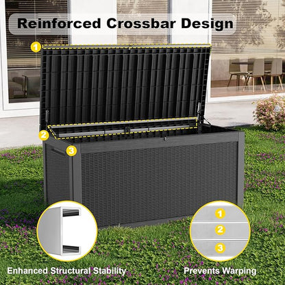 320Gal Waterproof Outdoor Storage Box, Lockable Heavy Duty Deck Boxes | - Image 4
