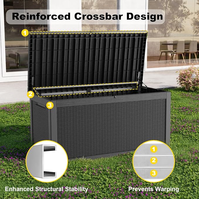EasyUp 320 Gallon Deck Boxes Waterproof, Outdoor Large Storage Boxes - Image 4