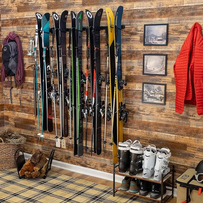 StoreYourBoard Lone Peak Ski Storage Rack, Wall Mount Organizer Holds 5 Pairs - Image 6