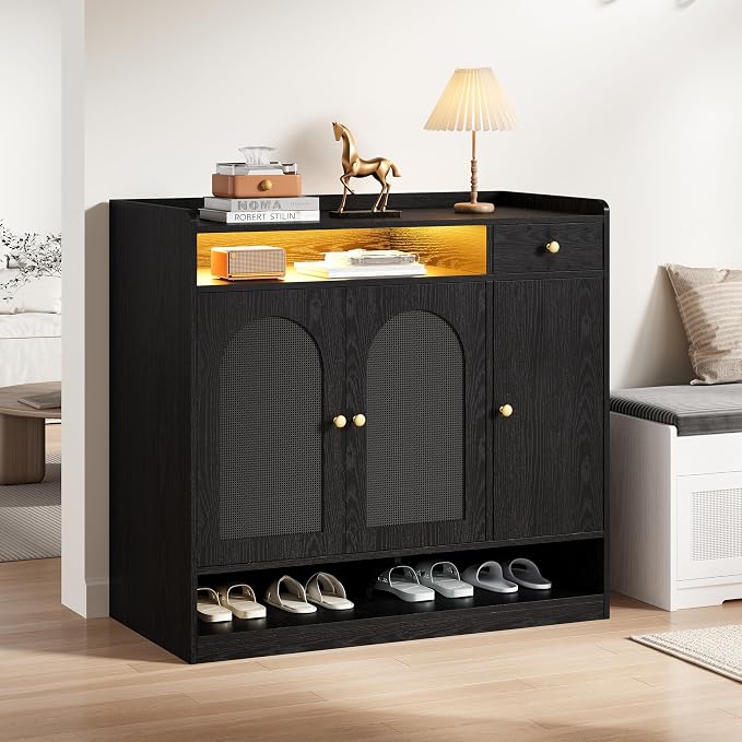 LIKIMIO Rattan Shoe Storage Cabinet, 30 Pairs 6-Tier Shoe Cabinet Storage - Image 5
