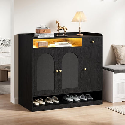 LIKIMIO Rattan Shoe Storage Cabinet, 30 Pairs 6-Tier Shoe Cabinet Storage - Image 5