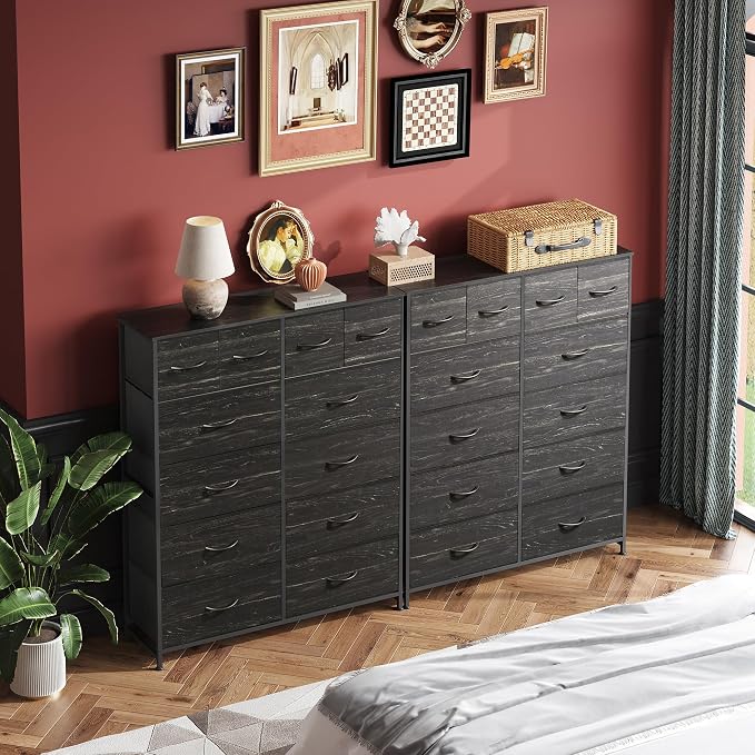 WLIVE 12 Drawer Tall Fabric Dresser Bedroom Storage Chest, Charcoal | Black - Image 2
