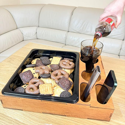 Wooden Serving Tray with Cup Holder - Image 5
