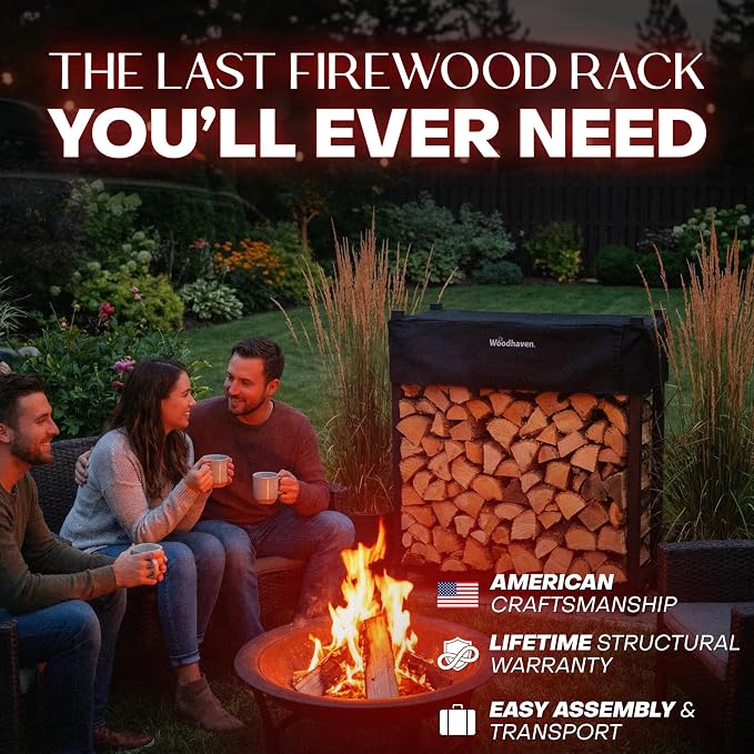 Woodhaven 3-Foot Firewood Rack – American Brand – ⅛ Plus Cord Raised Lumber - Image 3