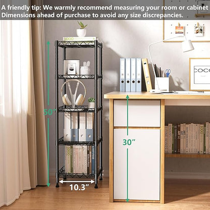 GIOTORENT 5 Tier Standing Shelving Metal Units, Adjustable Height Wire Shelf - Image 3