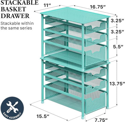 Simple Houseware Stackable 3 Tier Sliding Basket Organizer Drawer - Image 2