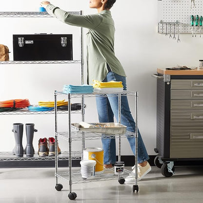Amazon Basics 3-Shelf Adjustable, Heavy Duty Storage Shelving Unit on 2'' PP - Image 5