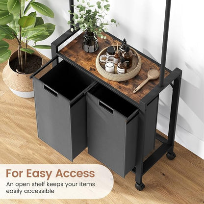 Laundry Sorter 2 Section Rolling Hamper - Image 4