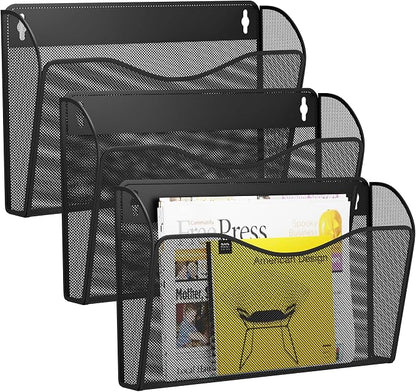 3 Single Pocket Wall File Holder, Mesh Hanging File Folder Paper Organizer by GDINDINFAN