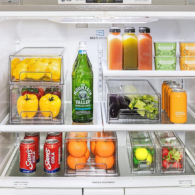 Sorbus Medium Clear Stackable Storage Drawers – 4-Pack Plastic Organizer Bins - Image 7