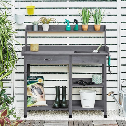 Yaheetech Outdoor Potting Bench Table Potters Benches Garden Workstation - Image 6