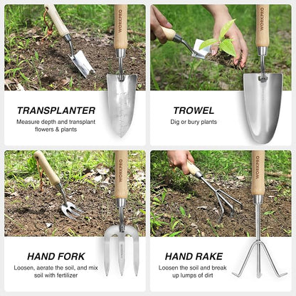 WORKPRO 8-Piece Pink Garden Tool Set, Stainless Steel Gardening Tools - Image 4