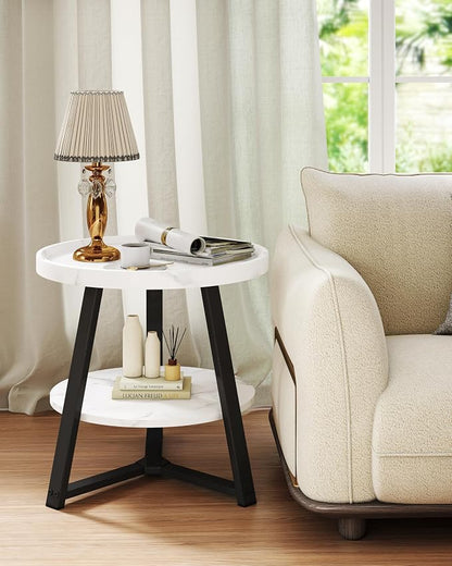 Small Round End Table, 2-Tier Side Table - Image 2