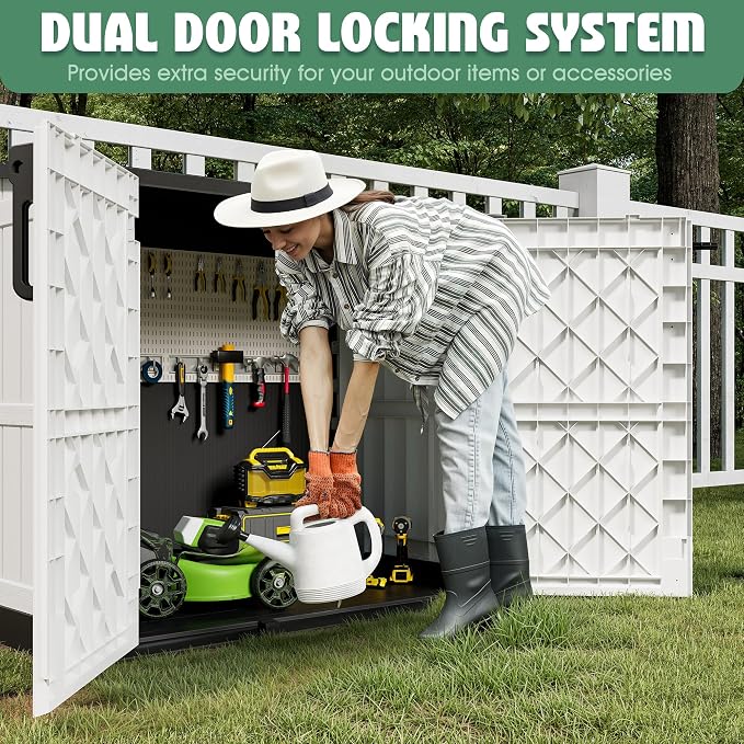 LHBcraft 36 Cu Ft Outdoor Storage Cabinet, Horizontal Resin Storage Shed Box - Image 4